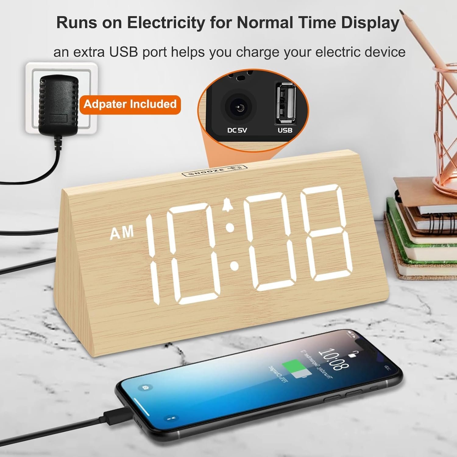 DreamSky Wooden Digital Alarm Clocks - Image 3