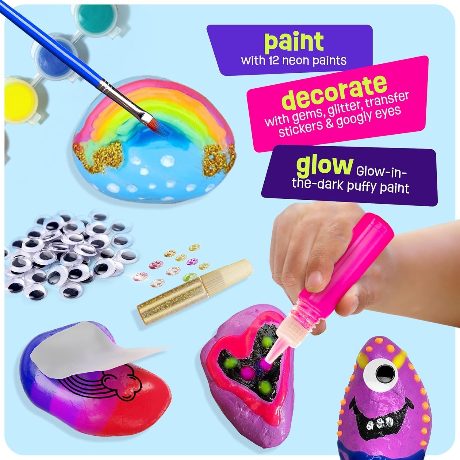 Kids Rock Painting Kit Glow in The Dark - Image 3
